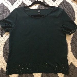 Windsor green shirt with flower cutouts